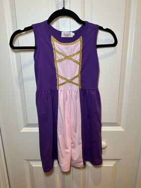 Rapunzel inspired dress-up Gold-Trim Girls Dress/ Costume soft